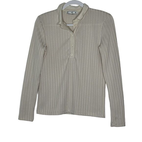 MNG by Mango Blouse Long Sleeve ‎ Size Medium Women's Cream - Picture 1 of 3